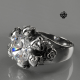 Silver ring simulated diamond stainless steel skull rose fashion