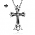 Silver cross pendant stainless steel Rolo Chain necklace extra large 