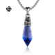  Details about Silver leaf pendant blue cz stainless steel necklace soft gothic 