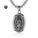 Silver pendant St Mary the Virgin mother of Jesus stainless steel necklace 