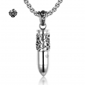 Silver bullet pendant stainless steel necklace soft gothic 