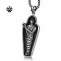 Silver Pharaoh Egyptian mummy coffin pendant stainless steel skull necklace 