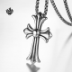 Silver cross pendant stainless steel Rolo Chain necklace large 