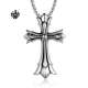 Silver cross pendant stainless steel Rolo Chain necklace large 
