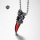 Silver dragon wine red wolf tooth pendant stainless steel chain gothic necklace 
