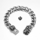  Silver bikies bracelet stainless steel mens skull chain 21cm soft gothic 