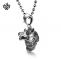 silver wolf pendant stainless steel chain necklace soft gothic 