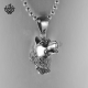 silver wolf pendant stainless steel chain necklace soft gothic 