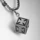 Silver cube pendant cross pattern stainless steel chain necklace soft gothic 
