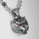 Silver tiger head pendant swarovski crystal stainless steel chain necklace 