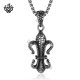Silver Fleur-De-Lis pendant stainless steel chain flower necklace soft gothic 