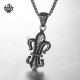 Silver Fleur-De-Lis pendant stainless steel chain flower necklace soft gothic 