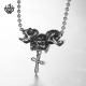 Silver cross pendant skull heads 316L stainless steel chain necklace soft gothic 