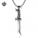 dagger necklace silver sword pendant stainless steel ball chain necklace 