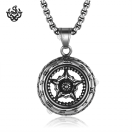 silver motor car bike wheel tyre pendant 316L stainless steel chain necklace 