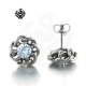 Silver stud swarovski crystal stainless steel flower vintage style earrings cool