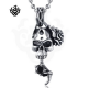 Silver stainless steel skull rose black simulated diamond gothic pendant cool