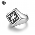 Silver cross arrow pattern ring solid stainless steel band soft gothic 