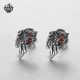 silver lion stud red eyes swarovski crystal stainless steel earrings soft gothic 