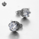 Silver earrings clear black swarovski crystal stainless steel crown stud 1.25ct 