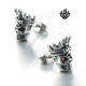 Silver stud red swarovski crystal stainless steel king skull gothic earrings new
