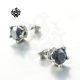 Silver stainless steel crown black crystal gothic stud vintage style earrings