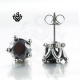 Silver stainless steel crown black crystal gothic stud vintage style earrings