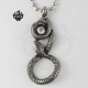 Silver stainless steel gothic snake clear simulated diamond pendant necklace