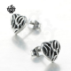 Silver stainless steel soft gothic vintage style heart studs earrings unisex