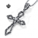 Silver cross pendant swarovski crystal stainless steel vintage style necklace
