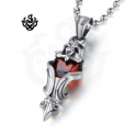 Silver Fleur-de-lis red swarovski crystal stainless steel pendant necklace