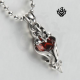Silver Fleur-de-lis red swarovski crystal stainless steel pendant necklace