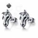 Silver stud goat head stainless steel soft gothic earrings