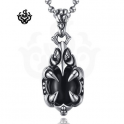 Silver stainless steel claw black crystal vintage style gothic pendant necklace
