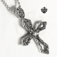 Silver cross pendant swarovski crystal stainless steel vintage style necklace