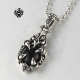 Silver stainless steel claw black crystal vintage style gothic pendant necklace