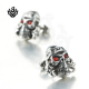 Silver stud red swarovski crystal stainless steel skull gothic earrings