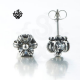 Silver stud swarovski crystal stainless steel king crown soft gothic earrings