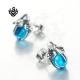 Silver stud sky blue cz ball dragon claw earrings soft gothic vintage style new