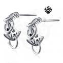 Silver stud gothic ax rings stainless steel vintage style earrings