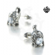 Silver stud swarovski crystal stainless steel knight helmet earrings