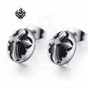 Silver stud black swarovski crystal stainless steel cross earrings soft gothic
