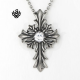 Silver swarovski crystal pendant stainless steel vintage style cross necklace