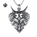 Silver dragon pendant swarovski crystal stainless steel necklace soft gothic