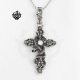 Silver gothic cross skulls snake clear crystal pendant necklace vintage style