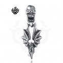 Silver stud dangle clear swarovski crystal stainless steel dragon skull earring