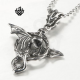 Silver dragon circle skull stainless steel vintage style pendant necklace 50cm