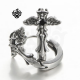 Silver huggies black crystal wings crown gothic cross stainless steel earrings