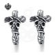 Silver huggies soft gothic cross skull stainless steel earrings vintage style