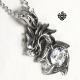 Dragon clear simulated diamond vintage style soft gothic pendant necklace